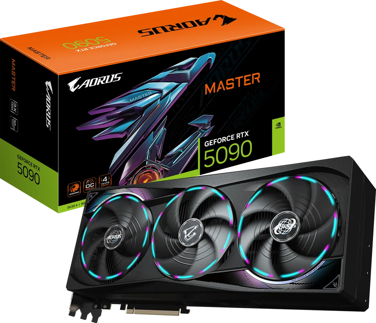 GIGABYTE AORUS GeForce RTX 5090 MASTER 32G GPU (manufacturer photo)
